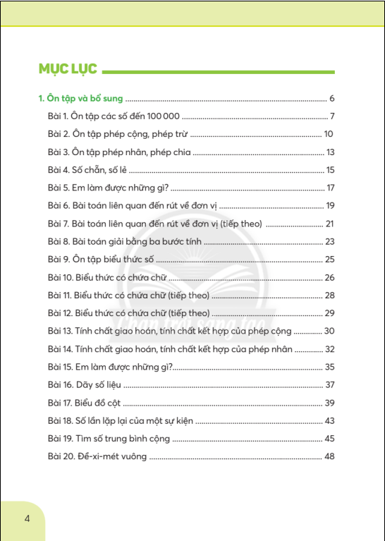 Tải PDF shs Toán 4 (tập 1) Chân trời sáng tạo