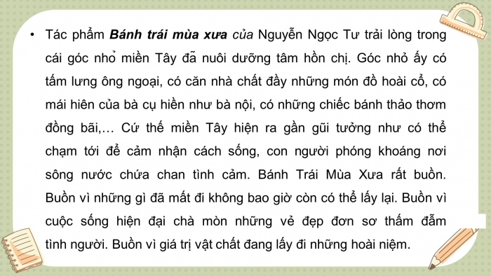 Giáo án điện tử ngữ văn 7 chân trời tiết: Đọc mở rộng theo thể loại - Mùa phơi trước sân