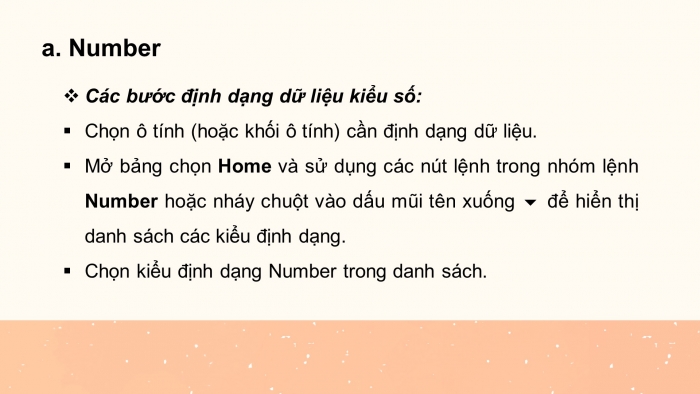 Giáo án điện tử tin học 7 cánh diều bài 4: Định dạng hiển thị dữ liệu số