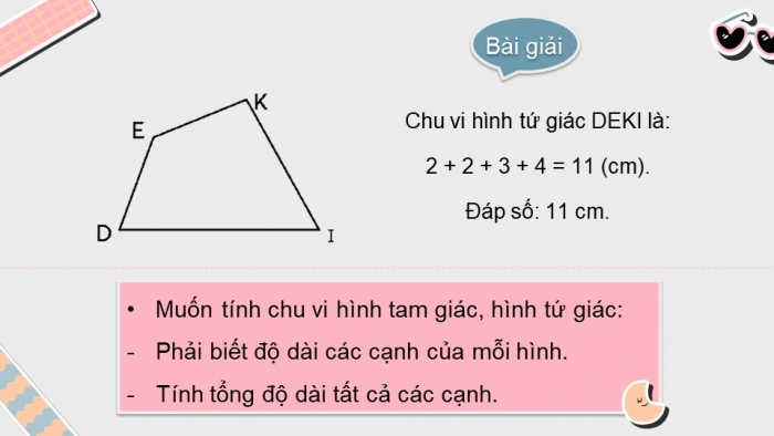 Giáo án điện tử toán 3 chân trời bài: Chu vi hình tam giác. chu vi hình tứ giác