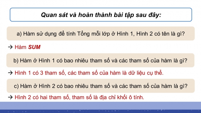 Giáo án điện tử tin học 7 chân trời bài 10: Sử dụng hàm để tính toán