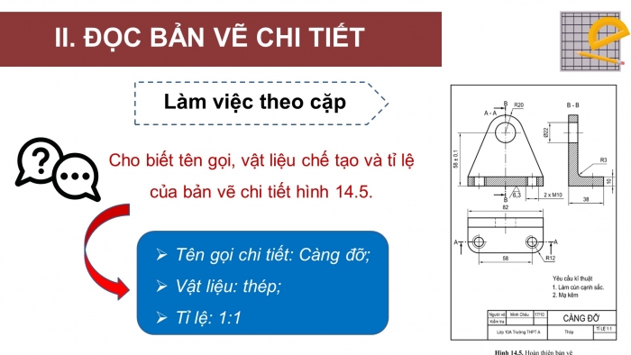 Giáo án điện tử công nghệ thiết kế 10 cánh diều bài 14: Bản vẽ chi tiết