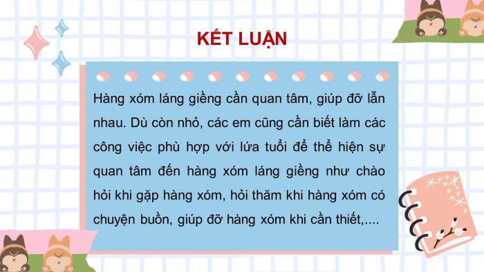 Bài giảng điện tử đạo đức 3 kết nối tri thức bài 3: Quan tâm hàng xóm láng giềng