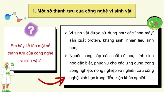 Giáo án điện tử sinh học 10 cánh diều bài 20: Thành tựu của công nghệ vi sinh vật và ứng dụng của vi sinh vật