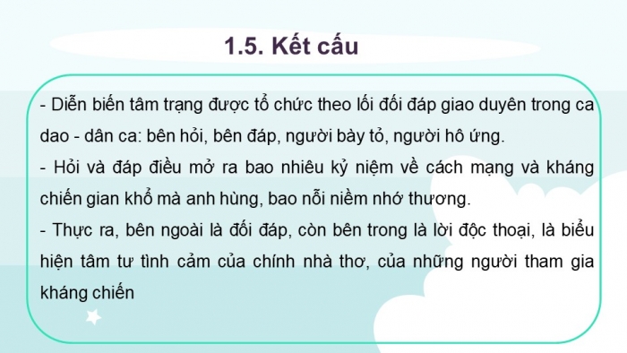 Giáo án điện tử Ngữ văn 12 bài: Việt Bắc (trích - tiếp theo) (Phần tác phẩm)