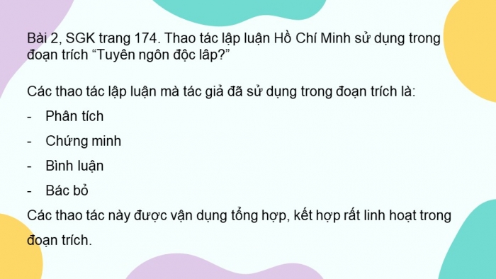 Giáo án điện tử Ngữ văn 12 bài: Luyện tập vận dụng kết hợp các thao tác lập luận