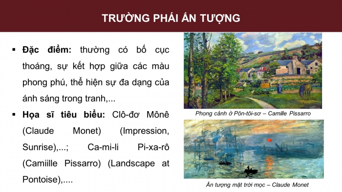 Giáo án điện tử Mĩ thuật 8 kết nối Bài 7: Một số trường phái mĩ thuật phương Tây thời kì hiện đại