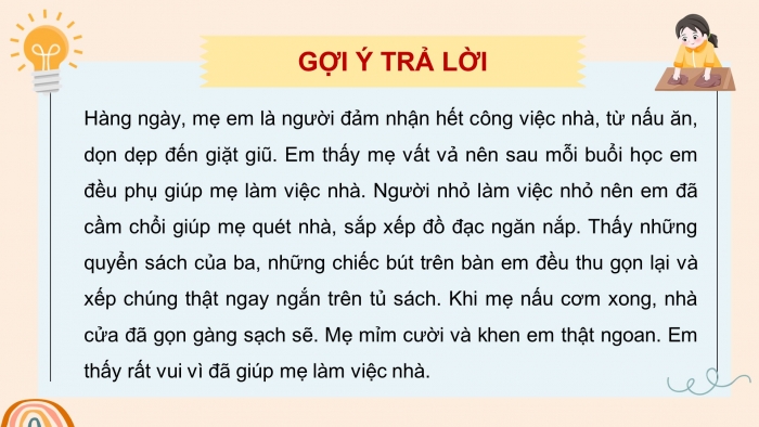 Giáo án điện tử Tiếng Việt 4 chân trời CĐ 2 Bài 2 Nói và nghe: Kể về một việc làm thể hiện tình cảm của em với người thân