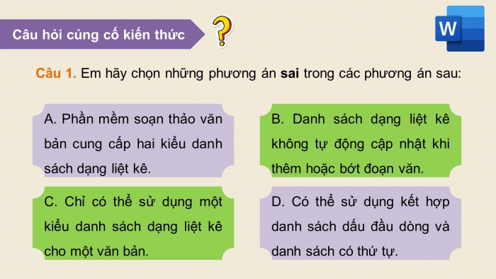 Giáo án điện tử Tin học 8 kết nối Bài 8a: Làm việc với danh sách dạng liệt kê và hình ảnh trong văn bản