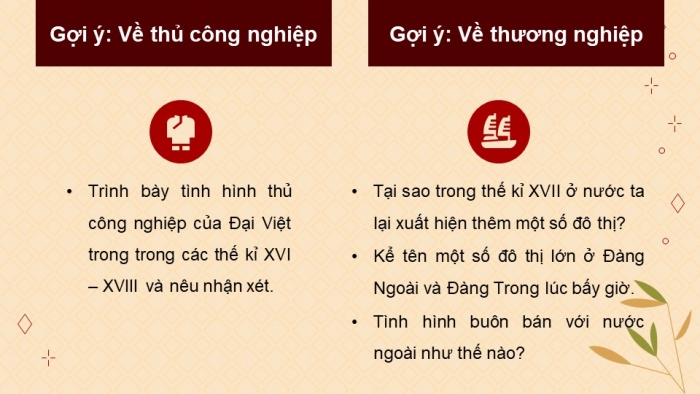 Giáo án điện tử Lịch sử 8 cánh diều Bài 8: Kinh tế, văn hóa và tôn giáo Đại Việt trong thế kỉ XVI - XVIII (Phần 1)