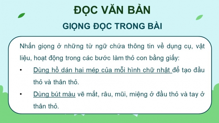 Giáo án điện tử Tiếng Việt 4 kết nối Bài 21 Đọc Làm thỏ con bằng giấy