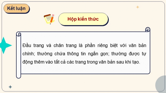 Giáo án điện tử Tin học 8 kết nối Bài 9a: Tạo đầu trang, chân trang cho văn bản