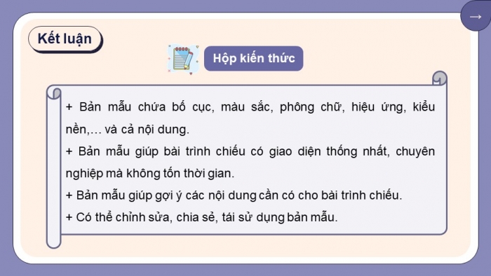 Giáo án điện tử Tin học 8 kết nối Bài 11a: Sử dụng bản mẫu tạo bài trình chiếu