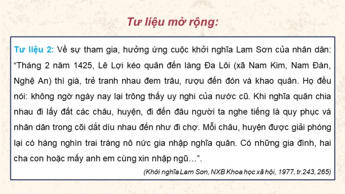 Giáo án điện tử Lịch sử 11 kết nối Bài 8: Một số cuộc khởi nghĩa và chiến tranh giải phóng trong lịch sử Việt Nam (từ TK III TCN đến cuối TK XIX) (Phần 2)