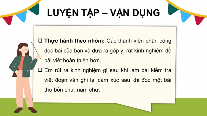 Giáo án điện tử ngữ văn 7 cánh diều tiết: Trả bài - Viết đoạn văn ghi lại cảm xúc sau khi đọc một bài thơ bốn chữ, năm chữ