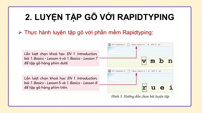 Giáo án điện tử tin học 3 cánh diều bài 3: Em tập gõ hàng phím trên và dưới