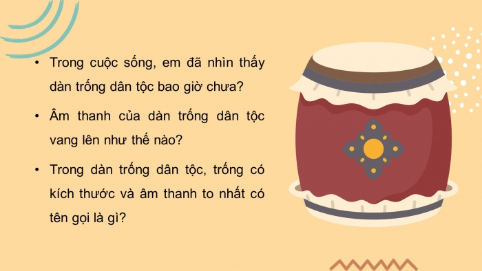 Giáo án điện tử âm nhạc 3 kết nối tiết 3: Ôn đọc nhạc bài số 1 – Thường thức âm nhạc dàn trống dân tộc