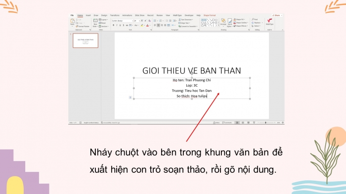 Giáo án điện tử tin học 3 chân trời bài 10: Trang trình chiếu của em