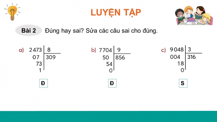 Giáo án điện tử toán 3 chân trời bài: Chia số có bốn chữ số với số có một chữ số