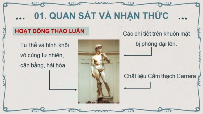 Giáo án điện tử mĩ thuật 7 chân trời bản 1 bài 10: Hình khối của nhân vật trong điêu khắc