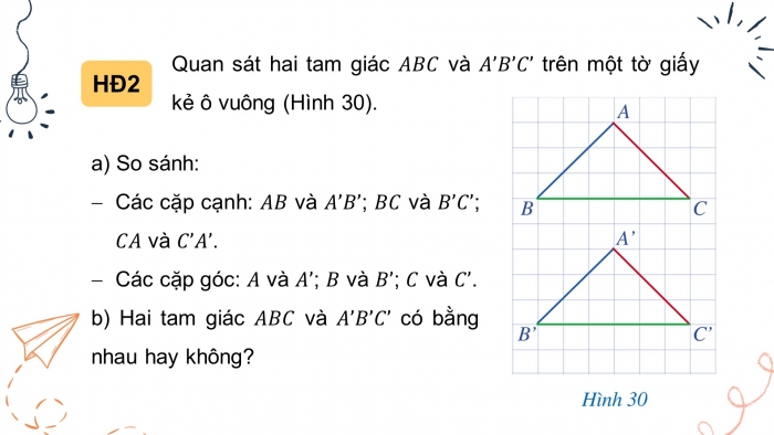 Giáo án điện tử toán 7 cánh diều bài 3: Hai tam giác bằng nhau
