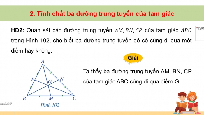 Giáo án điện tử toán 7 cánh diều bài 10: Tính chất ba đường trung tuyến của tam giác