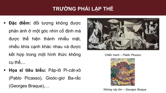 Giáo án điện tử Mĩ thuật 8 kết nối Bài 7: Một số trường phái mĩ thuật phương Tây thời kì hiện đại