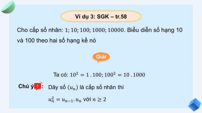 Giáo án điện tử Toán 11 chân trời Chương 2 Bài 3: Cấp số nhân