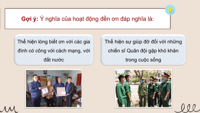 Giáo án điện tử HĐTN 4 chân trời (bản 2) Tuần 15: HĐGDTCĐ - Hoạt động đền ơn đáp nghĩa tại địa phương