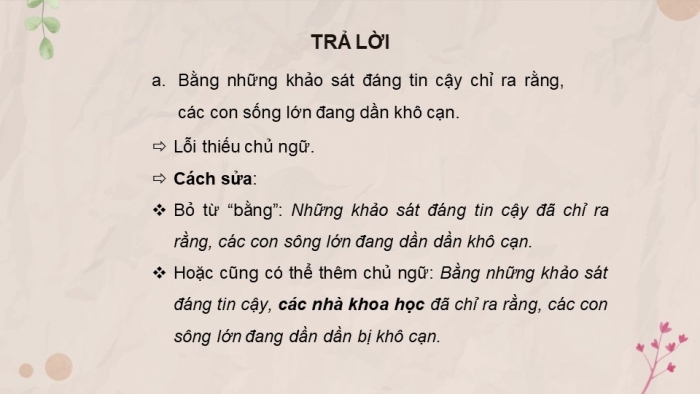 Giáo án điện tử Ngữ văn 11 kết nối Bài 4 TH tiếng Việt: Lỗi về thành phần câu và cách sửa