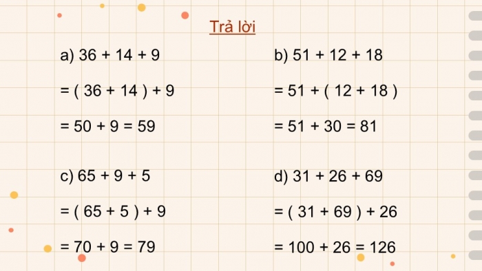 Giáo án điện tử Toán 4 cánh diều Bài 27. Các tính chất của phép cộng