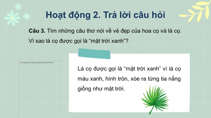 Giáo án điện tử tiếng việt 3 kết nối bài 7: Mặt trời xanh của tôi. Tiết 1 – 2. Đọc