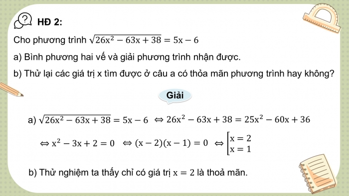 Giáo án điện tử toán 10 kết nối bài 18: Phương trình quy về phương trình bậc hai