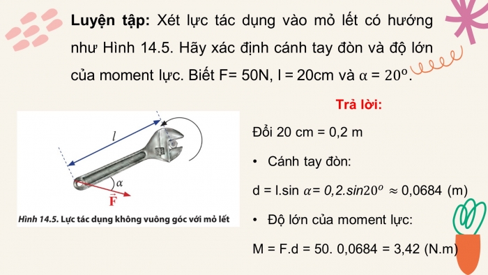 Giáo án điện tử vật lí 10 chân trời bài 14: Moment lực. Điều kiện cân bằng của vật