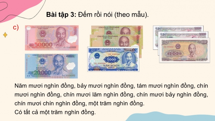 Giáo án điện tử toán 3 chân trời bài: Tiền Việt Nam 