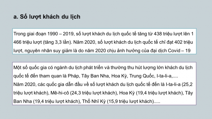 Giáo án điện tử địa lí 10 chân trời bài 38: Thực hành - Tìm hiểu vấn đề phát triển ngành du lịch