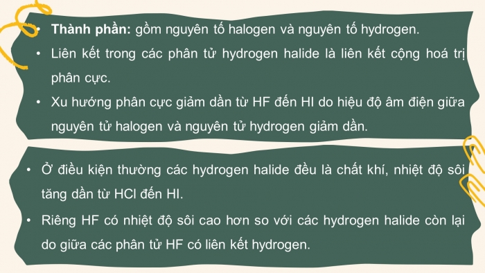 Giáo án điện tử hóa học 10 cánh diều bài 18: Hydrogen halide và hydrohalic acid