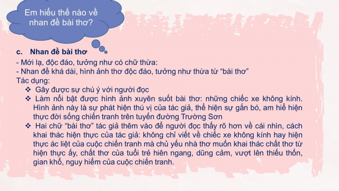 Giáo án điện tử ngữ văn 9 tiết: Bài thơ về tiểu đội xe không kính