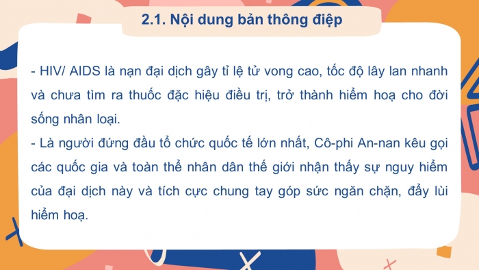 Giáo án điện tử Ngữ văn 12 bài: Thông điệp nhân Ngày Thế giới phòng chống AIDS, 1 - 12 - 2003