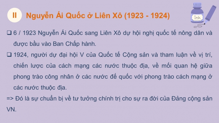 Giáo án điện tử lịch sử 9 bài 16: Hoạt động của nguyễn ái quốc ở nước ngoài trong những năm 1919 - 1925