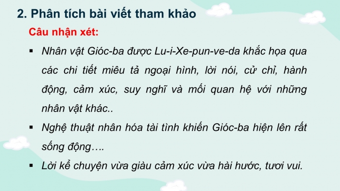 Giáo án điện tử tiết : Viết - Viết bài văn phân tích đặc điểm nhân vật trong một tác phẩm văn học