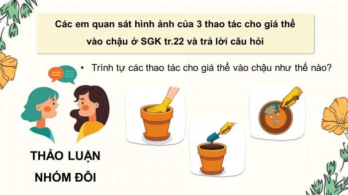 Giáo án điện tử Công nghệ 4 cánh diều Bài 5: Gieo hạt và trồng cây con trong chậu