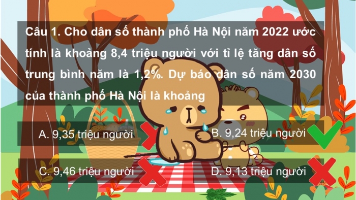 Giáo án điện tử Toán 11 chân trời Hoạt động thực hành và trải nghiệm Bài 2: Dùng công thức cấp số nhân để dự báo dân số