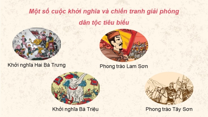 Giáo án điện tử Lịch sử 11 kết nối Bài 8: Một số cuộc khởi nghĩa và chiến tranh giải phóng trong lịch sử Việt Nam (từ TK III TCN đến cuối TK XIX) (Phần 1)