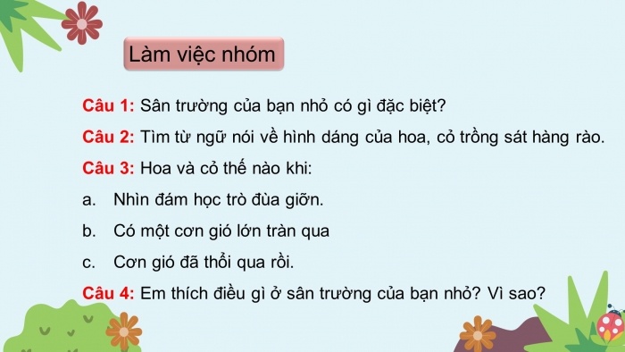 Giáo án điện tử bài 4: Hoa cỏ sân trường