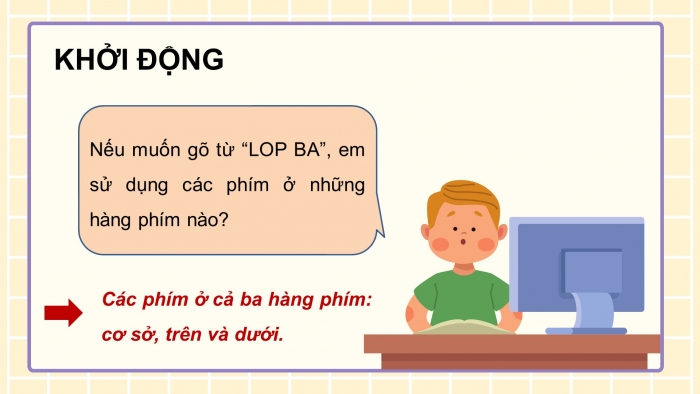 Giáo án điện tử tin học 3 cánh diều bài 3: Em tập gõ hàng phím trên và dưới