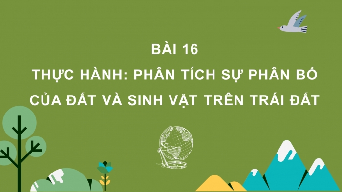 Giáo án điện tử địa lí 10 chân trời bài 16: Thực hành - Phân tích sự phân bố của đất và sinh vật trên trái đất