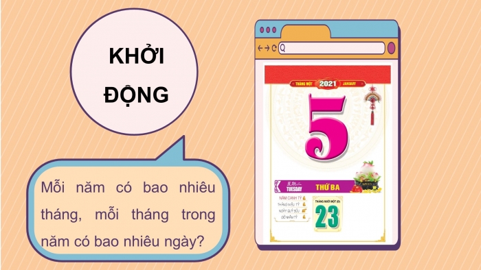 Giáo án điện tử toán 3 cánh diều bài: Tháng - Năm