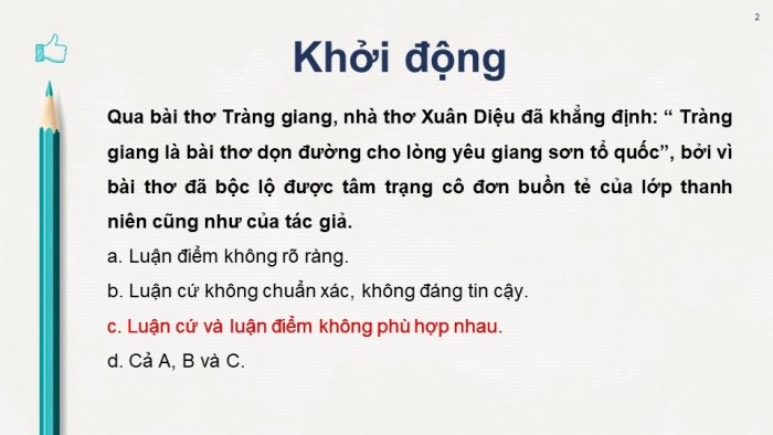 Giáo án điện tử Ngữ văn 12 bài: Thực hành chữa lỗi lập luận trong văn nghị luận