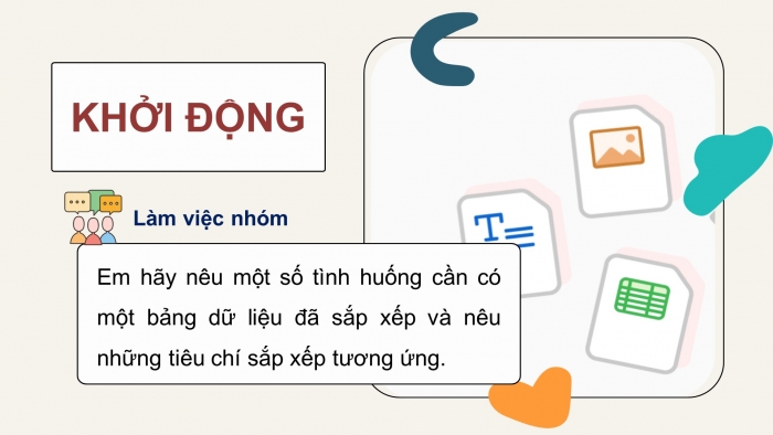 Giáo án điện tử Tin học 8 cánh diều Chủ đề E1 Bài 2: Sắp xếp dữ liệu